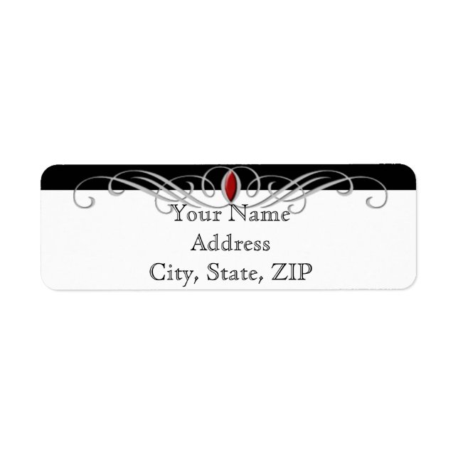 Black White Ruby Accent Anniversary Return Address (Front)