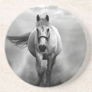Black White Running Horse Freedom Coaster