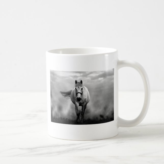 Black White Running Horse Freedom Coffee Mug (Right)