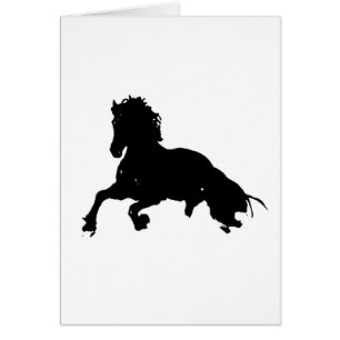 Black White Running Horse Silhouette