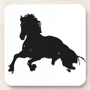 Black White Running Horse Silhouette Coaster