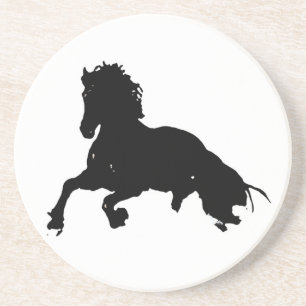 Black White Running Horse Silhouette Coaster