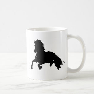 Black White Running Horse Silhouette Coffee Mug