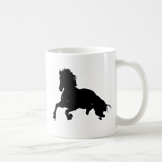 Black White Running Horse Silhouette Coffee Mug (Right)