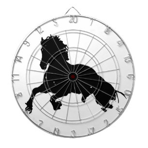 Black White Running Horse Silhouette Dartboard