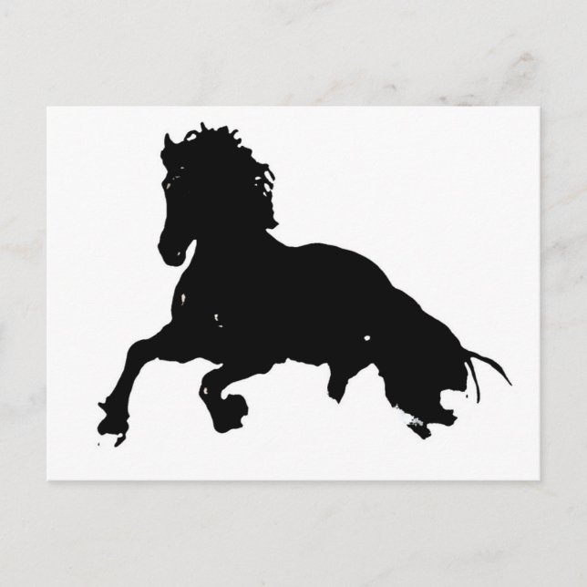 Black White Running Horse Silhouette Postcard (Front)