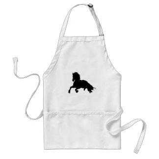 Black White Running Horse Silhouette Standard Apron