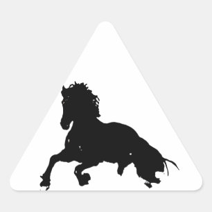 Black White Running Horse Silhouette Triangle Sticker