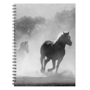 Black & White Running Horses Photo Artwork Notebook