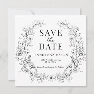 Black White Rustic Save the Date Photo Invitation