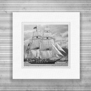 Black White Sailing Ship Schooner  Canvas Print