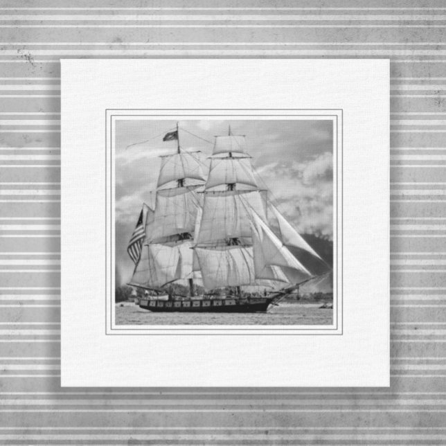 Black White Sailing Ship Schooner  Canvas Print (Creator Uploaded)