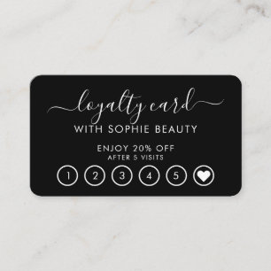 Black & White Salon Business Monogram Loyalty Card