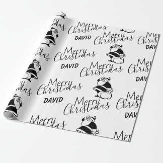 Black & White Santa Claus Christmas Wrapping Paper