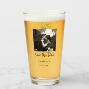 BLACK WHITE save the date add QR name date orange Glass