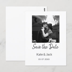 BLACK WHITE save the date add QR name date orange Postcard