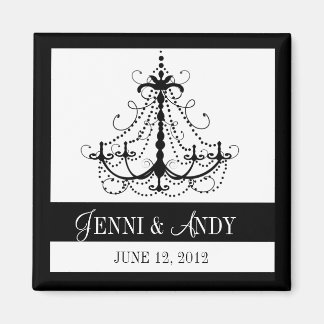 Black White Save the Date Names Wedding Magnets