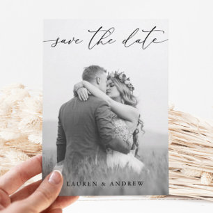 Black & White Save the Date Photo Picture 3 Card 