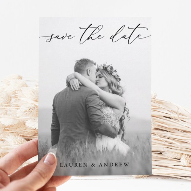 Black & White Save the Date Photo Picture 3 Card  (Creator Uploaded)