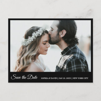 Black & White Save The Date Photo Postcard
