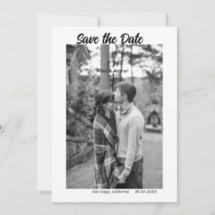 black white save the date QR add website name phot Invitation