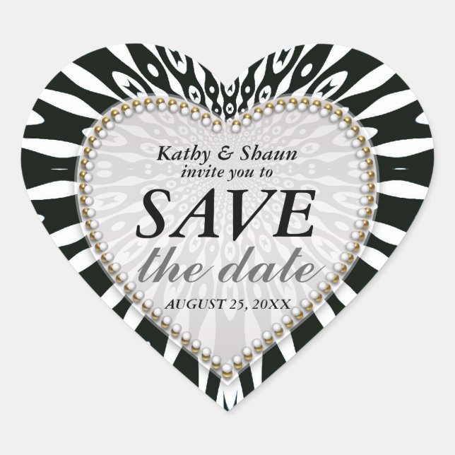 Black & White Save the Date Wedding Stickers (Front)