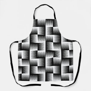 Black & White Sawtooth Gradient Pattern Apron