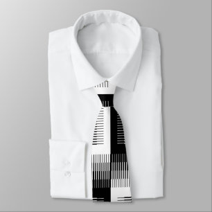 Black & White Sawtooth Gradient Pattern Tie