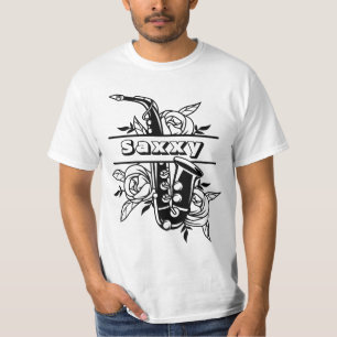 Black & White 'Saxxy' Saxophone, Musician T-Shirt