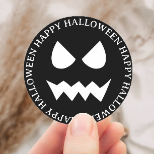 Black & White Scary Halloween Ghost Face  Classic Round Sticker