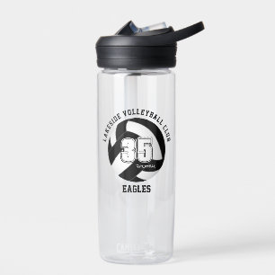 Black white school club team colours volleyball water bottle