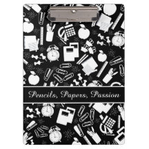 Black White school Supplies Pattern TeacherStudent