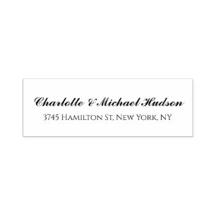 Black White Script Creative Trendy Elegant Family Self-inking Stamp