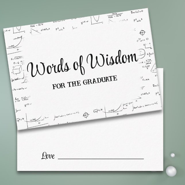 Black White Script Graduate Words of Wisdom Advice Enclosure Card (Creator Uploaded)