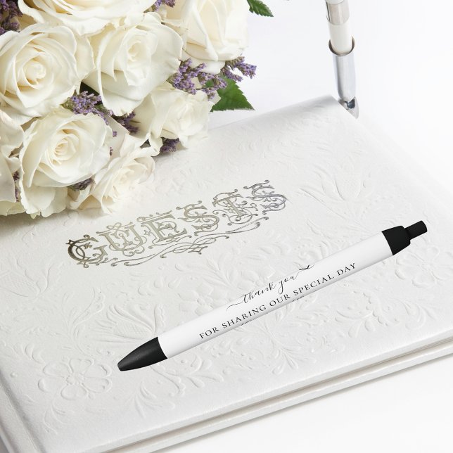 Black white script heart wedding thank you black ink pen (Creator Uploaded)