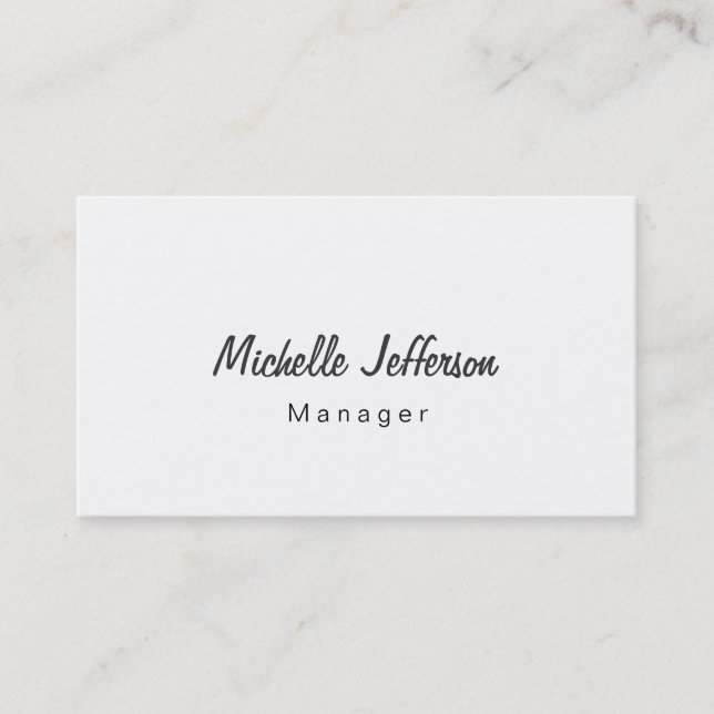 Black & White Script Manager Business Card (Front)