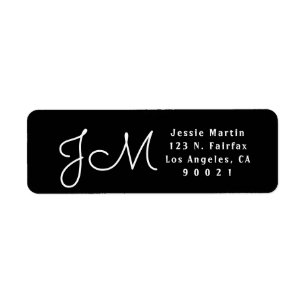 Black & White Script Monogrammed Return Address
