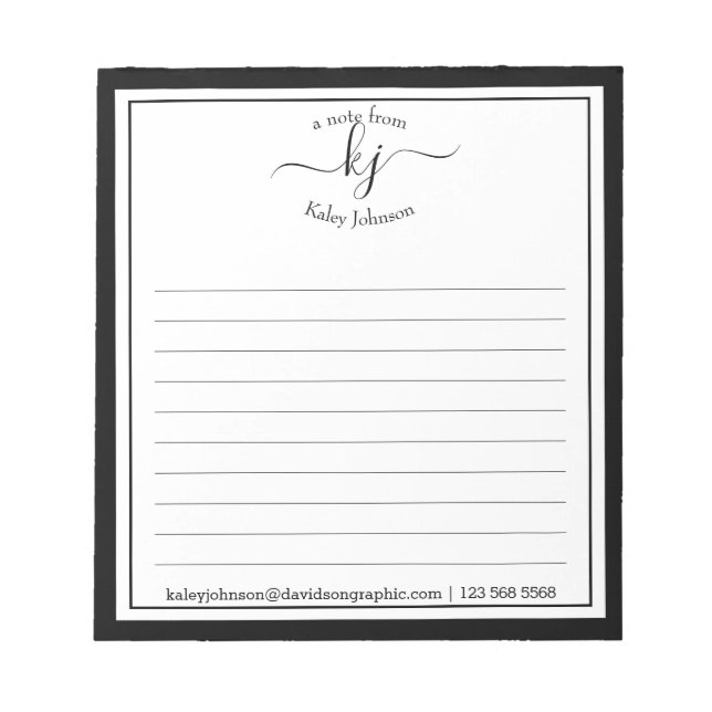 Black White Script Name | From The Desk Of Notepad (Front)