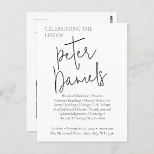 Black & White Script Photo Funeral Postcard