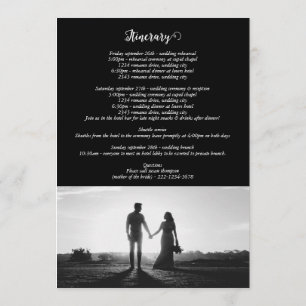 Black & White Script Photo Wedding Itinerary Programme