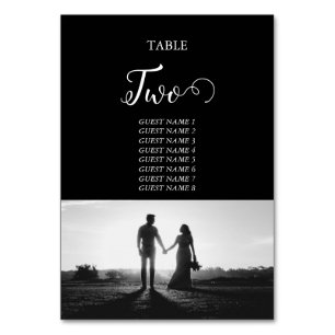 Black & White Script Photo Wedding Table Number