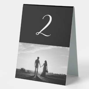 Black & White Script Photo Wedding Table Number