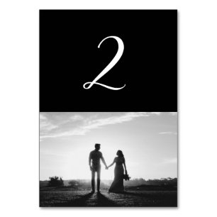 Black & White Script Photo Wedding Table Number