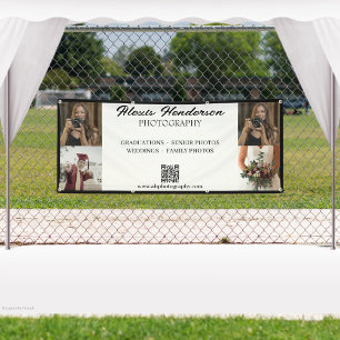Black & White Script QR Code 4 Photo Photographer Banner