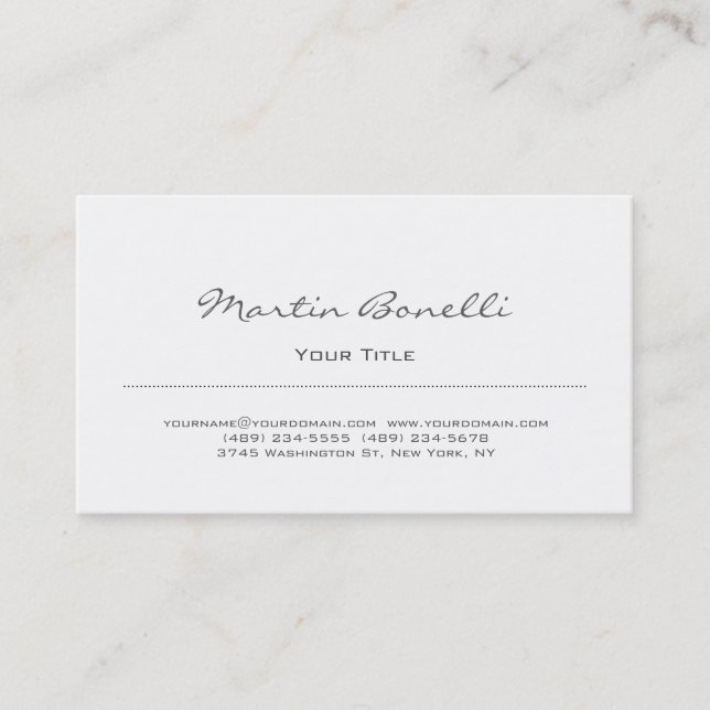 Black & White Script Simple Trendy Business Card (Front)