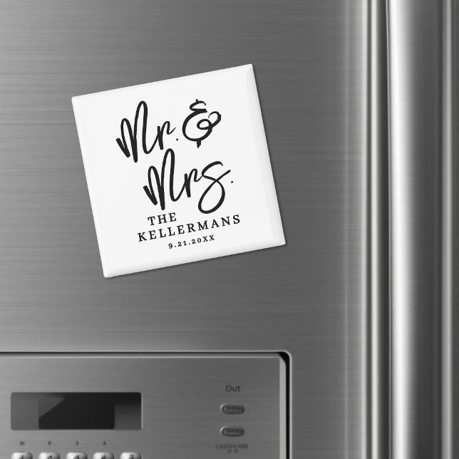 Black White Script Wedding Favor Magnet (Black White Script Wedding Favor Magnet )