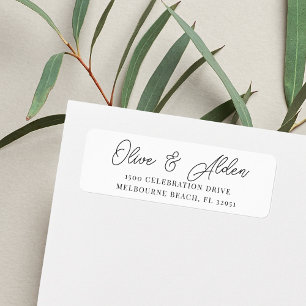 Black & White Script Wedding Return Address