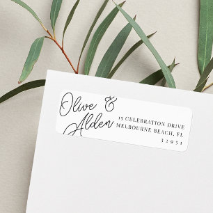 Black & White Script Wedding Return Address