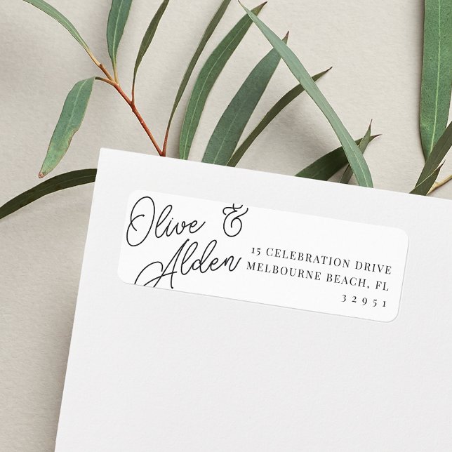 Black & White Script Wedding Return Address (Creator Uploaded)