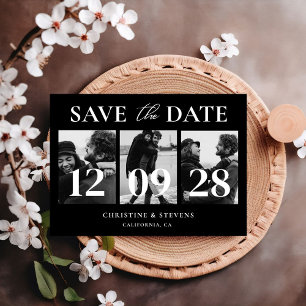 Black & White Script Wedding Save The Date Photo Postcard